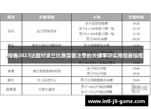 观看2023法国对波兰比赛需要注意的关键事项实用观赛指南